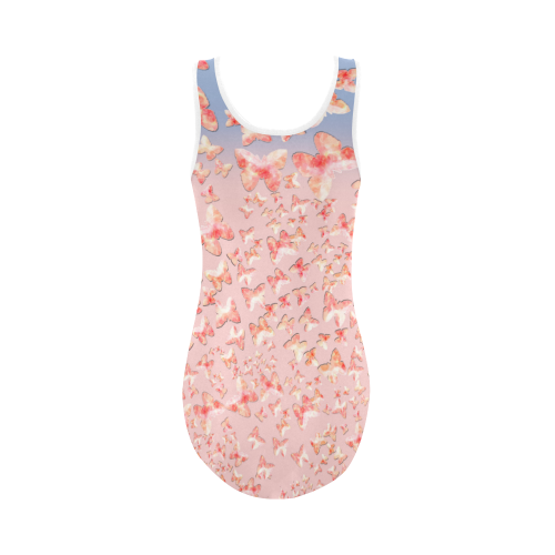 Pink Butterflies Vest One Piece Swimsuit (Model S04)
