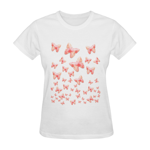 Pink Butterflies Sunny Women's T-shirt (Model T05)