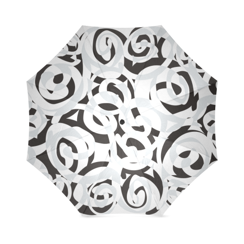 Black White Grey SPIRALS pattern ART Foldable Umbrella (Model U01)