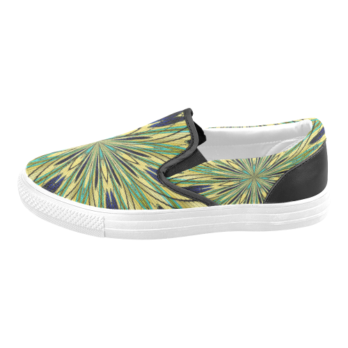 Stained Glass Kaleidoscope Mandala Abstract 2 Men's Slip-on Canvas Shoes (Model 019)