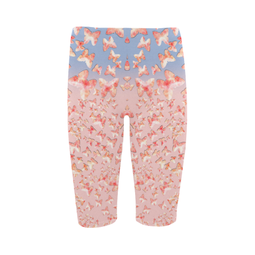 Pink Butterflies Hestia Cropped Leggings (Model L03)