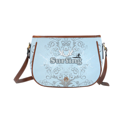 Surfboarder with decorative floral elements Saddle Bag/Large (Model 1649)