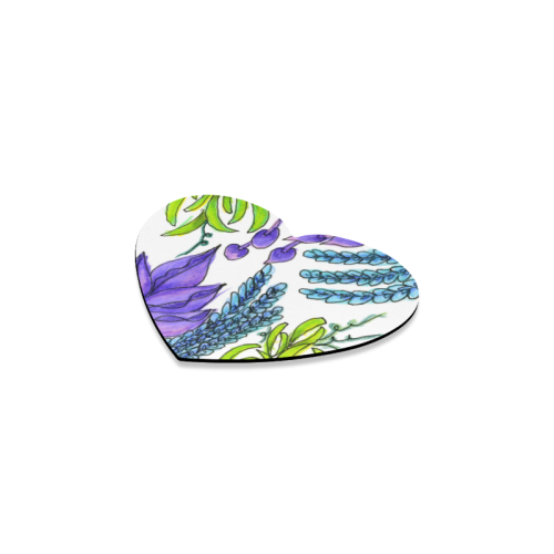 Purple Green Blue Flower Garden, Dancing Zendoodle Heart Coaster