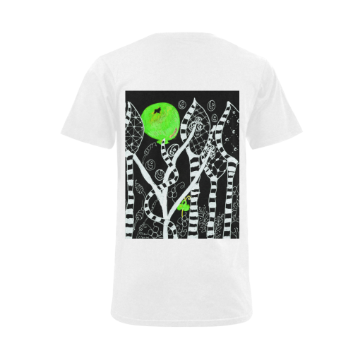 Green Balloon Zendoodle in Night Forest Garden Men's V-Neck T-shirt  Big Size(USA Size) (Model T10)