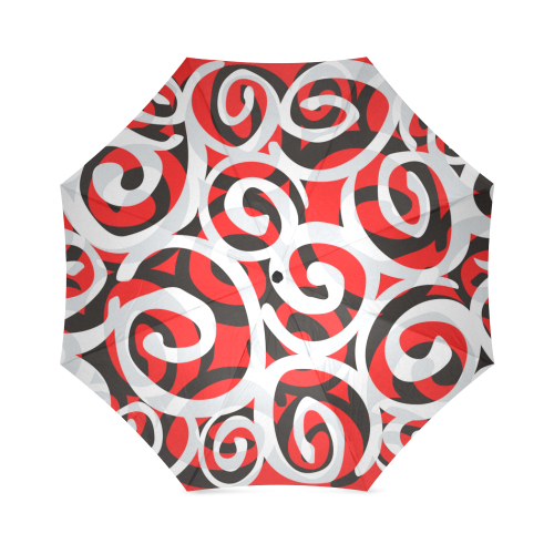 Black White Grey SPIRALS pattern ART Foldable Umbrella (Model U01)