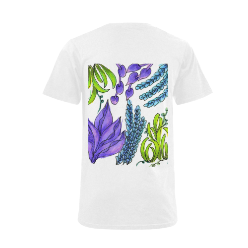 Purple Green Blue Flower Garden, Dancing Zendoodle Men's V-Neck T-shirt  Big Size(USA Size) (Model T10)