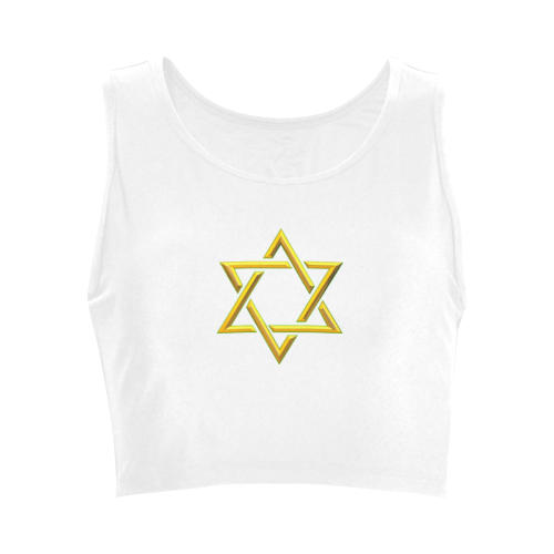 Judaism Symbols Golden Jewish Star of David Women's Crop Top (Model T42)