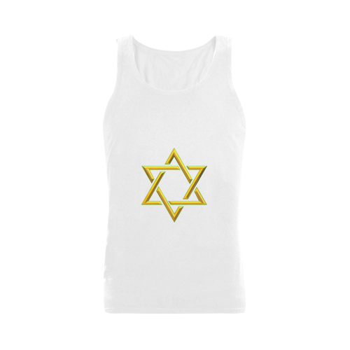 Judaism Symbols Golden Jewish Star of David Plus-size Men's Shoulder-Free Tank Top (Model T33)