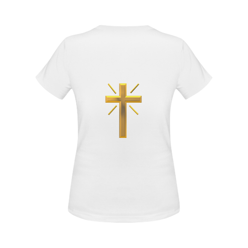 Christian Symbols Golden Resurrection Cross Women's Classic T-Shirt (Model T17）
