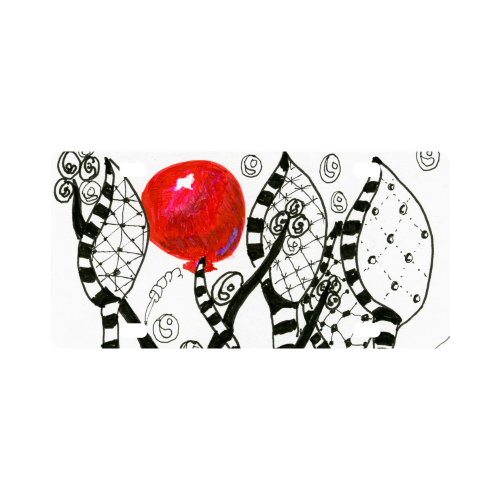 Red Balloon Zendoodle in Fanciful Forest Garden Classic License Plate
