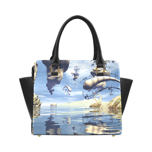Fantasy world with flying rocks over the sea Classic Shoulder Handbag (Model 1653)