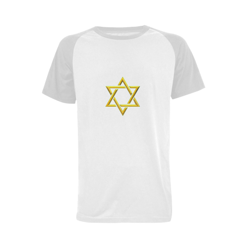 Judaism Symbols Golden Jewish Star of David Men's Raglan T-shirt Big Size (USA Size) (Model T11)