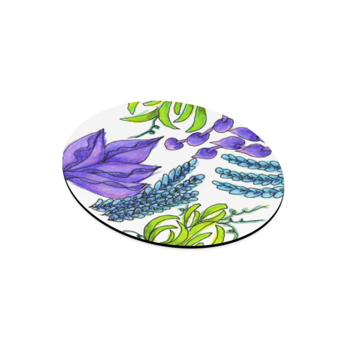 Purple Green Blue Flower Garden, Dancing Zendoodle Round Mousepad
