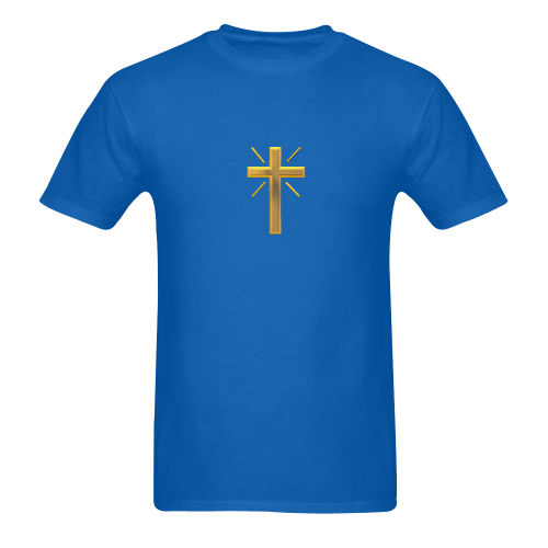 Christian Symbols Golden Resurrection Cross Men's T-Shirt in USA Size (Two Sides Printing)