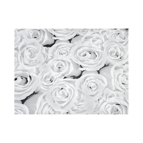 White Roses Cotton Linen Wall Tapestry 80"x 60"