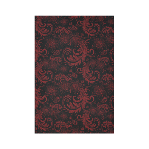 Elegant vintage flourish damasks in  black and red Cotton Linen Wall Tapestry 60"x 90"