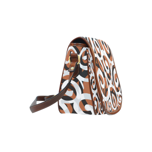 Black White Grey SPIRALS pattern ART Saddle Bag/Small (Model 1649) Full Customization