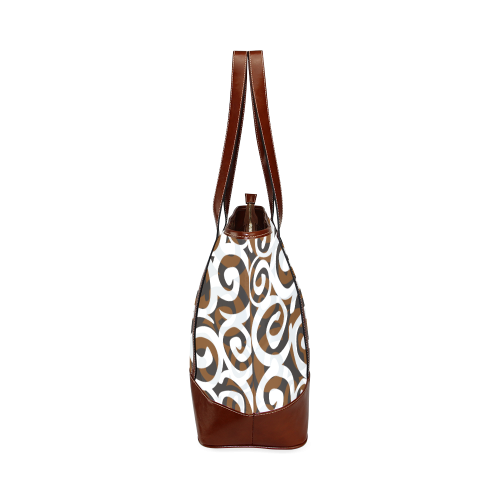Black White Grey SPIRALS pattern ART Tote Handbag (Model 1642)