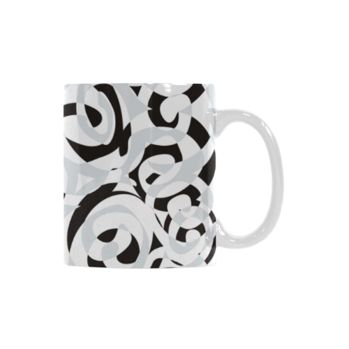 Black White Grey SPIRALS pattern ART White Mug(11OZ)