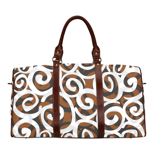 Black White Grey SPIRALS pattern ART Waterproof Travel Bag/Large (Model 1639)