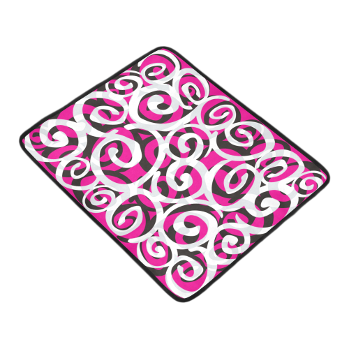 Black White Grey SPIRALS pattern ART Beach Mat 78"x 60"