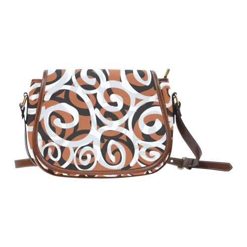 Black White Grey SPIRALS pattern ART Saddle Bag/Small (Model 1649) Full Customization