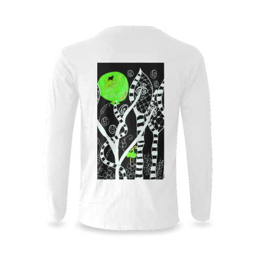 Green Balloon Zendoodle in Night Forest Garden Sunny Men's T-shirt (long-sleeve) (Model T08)