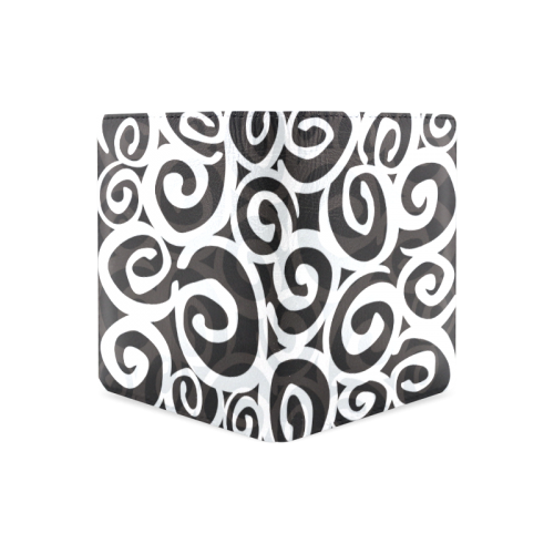 Black White Grey SPIRALS pattern ART Men's Leather Wallet (Model 1612)