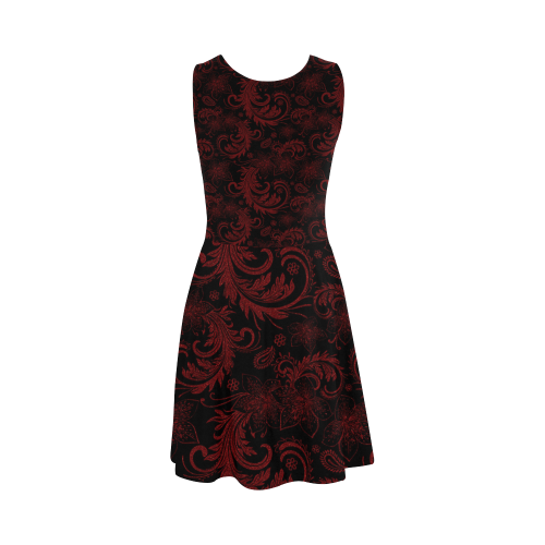 Elegant vintage flourish damasks in  black and red Atalanta Sundress (Model D04)