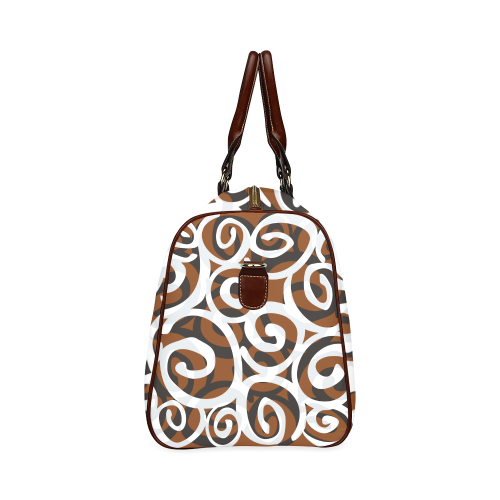 Black White Grey SPIRALS pattern ART Waterproof Travel Bag/Large (Model 1639)