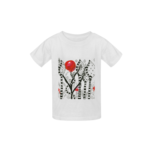 Red Balloon Zendoodle in Fanciful Forest Garden Kid's  Classic T-shirt (Model T22)