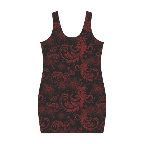 Elegant vintage flourish damasks in  black and red Medea Vest Dress (Model D06)