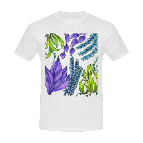 Purple Green Blue Flower Garden, Dancing Zendoodle Men's Slim Fit T-shirt (Model T13)