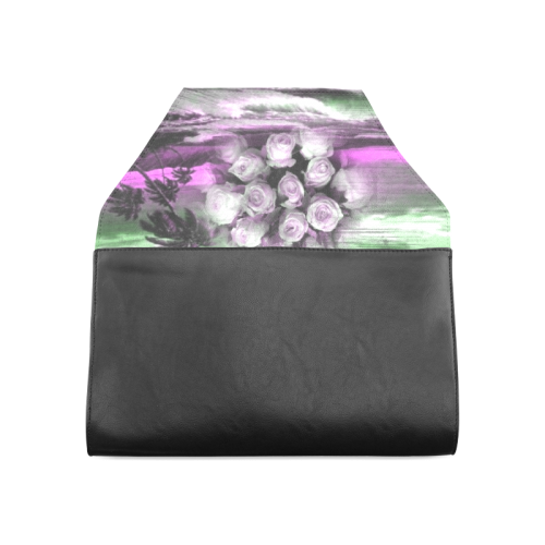 Sea and roses in purple Clutch Bag (Model 1630)