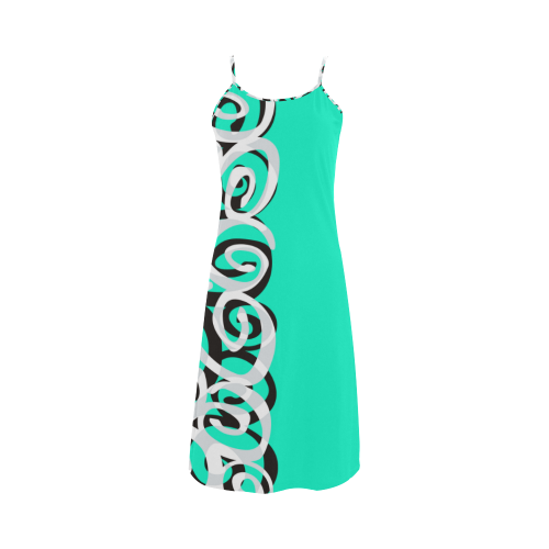 Black White Grey SPIRALS pattern ART Alcestis Slip Dress (Model D05)