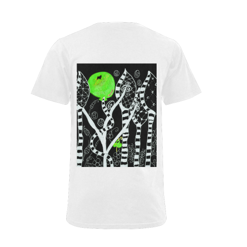 Green Balloon Zendoodle in Night Forest Garden Men's V-Neck T-shirt (USA Size) (Model T10)