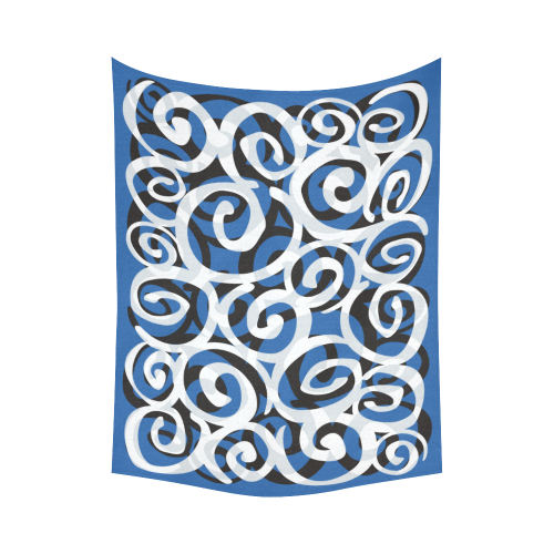 Black White Grey SPIRALS pattern ART Cotton Linen Wall Tapestry 60"x 80"