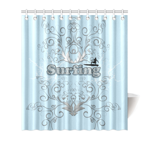 Surfboarder with decorative floral elements Shower Curtain 66"x72"