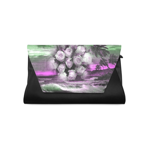 Sea and roses in purple Clutch Bag (Model 1630)