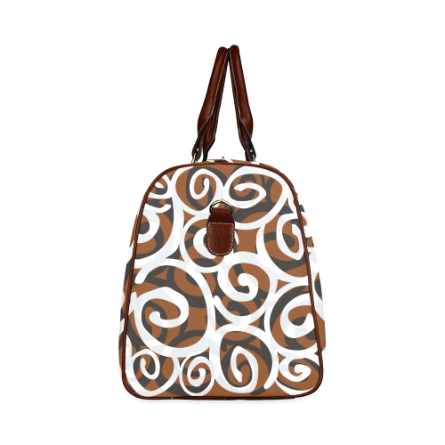 Black White Grey SPIRALS pattern ART Waterproof Travel Bag/Large (Model 1639)