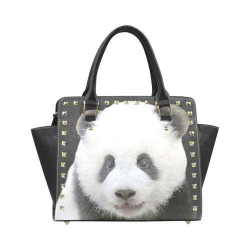 Panda Bear Rivet Shoulder Handbag (Model 1645)