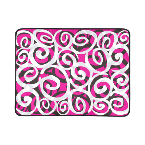 Black White Grey SPIRALS pattern ART Beach Mat 78"x 60"