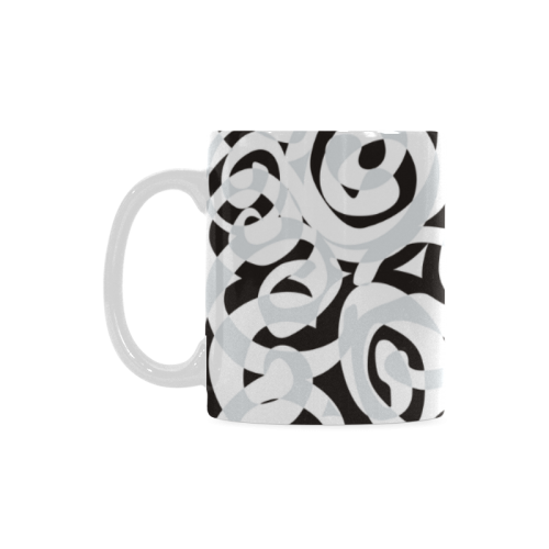 Black White Grey SPIRALS pattern ART White Mug(11OZ)