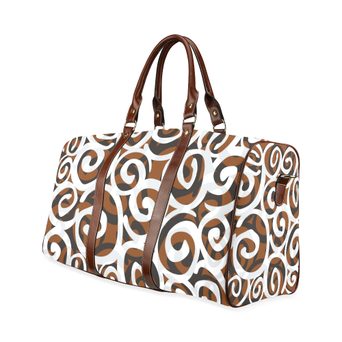 Black White Grey SPIRALS pattern ART Waterproof Travel Bag/Large (Model 1639)