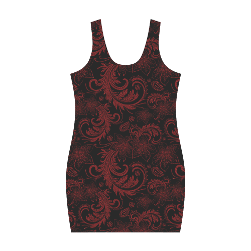 Elegant vintage flourish damasks in  black and red Medea Vest Dress (Model D06)