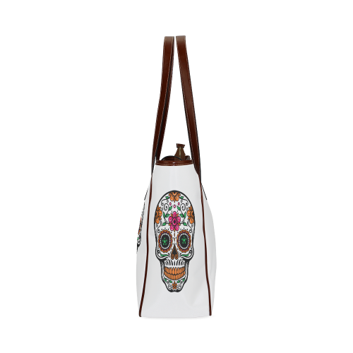 Colorful floral sugar skull Classic Tote Bag (Model 1644)