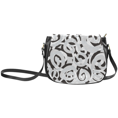 Black White Grey SPIRALS pattern ART Classic Saddle Bag/Large (Model 1648)