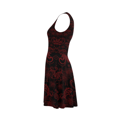 Elegant vintage flourish damasks in  black and red Atalanta Sundress (Model D04)