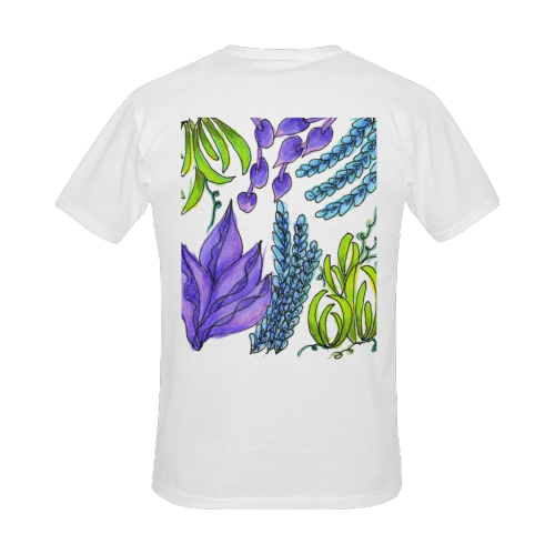 Purple Green Blue Flower Garden, Dancing Zendoodle Men's Slim Fit T-shirt (Model T13)