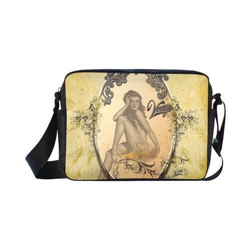 Vintage, wonderful pin up girl Classic Cross-body Nylon Bags (Model 1632)